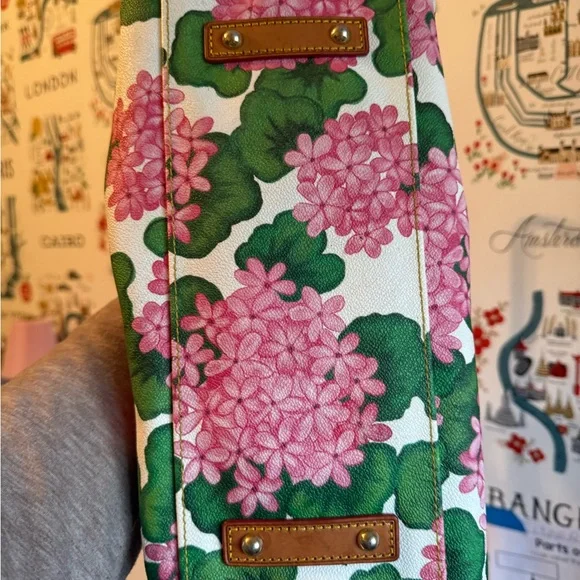 Dooney & Bourke Pink and Green Hydrangea Floral Satchel - Picture 3 of 9